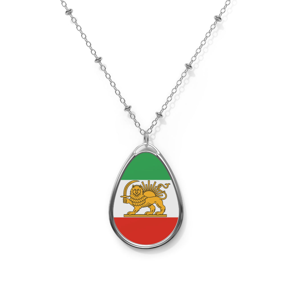 Lion and Sun Flag Oval Necklace