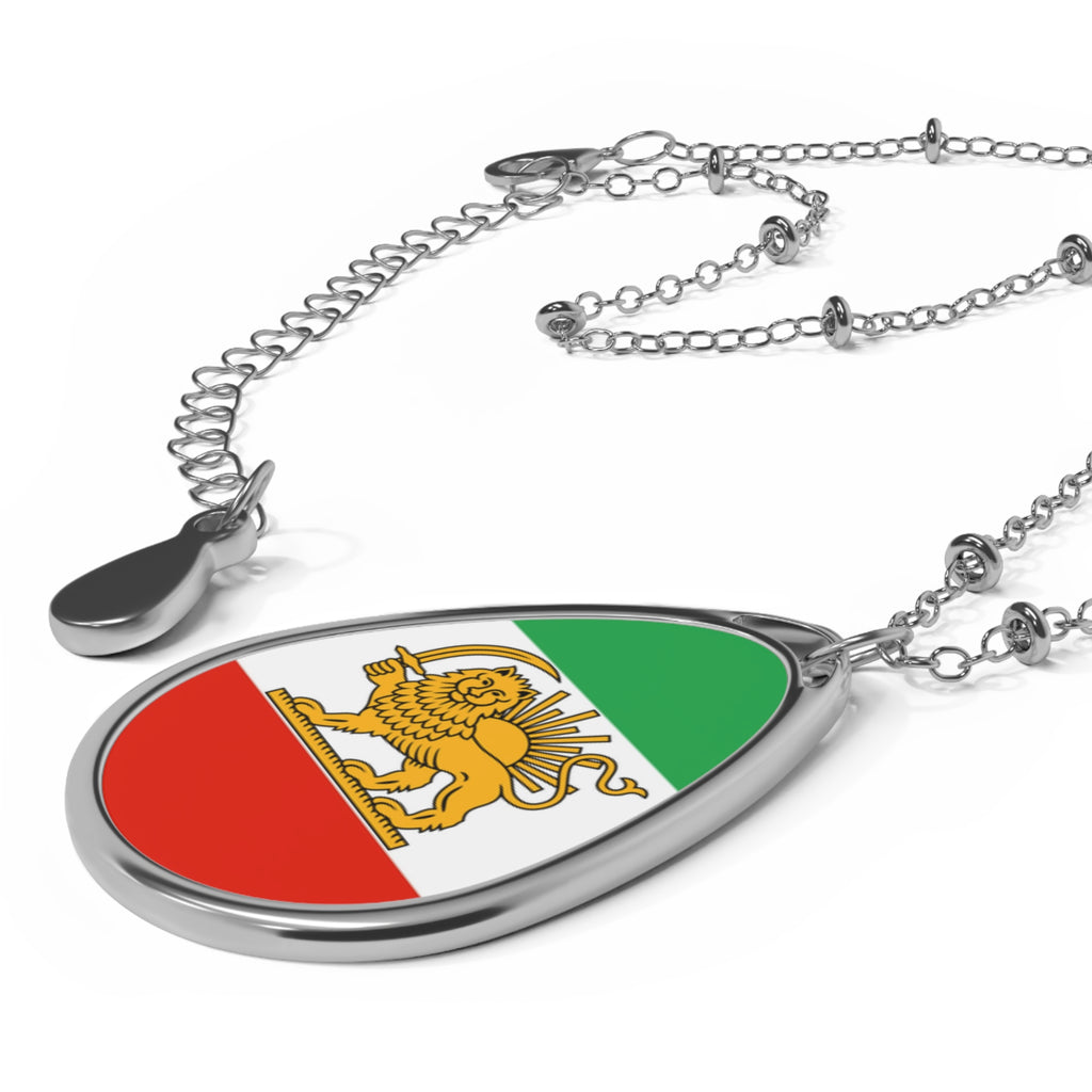 Lion and Sun Flag Oval Necklace