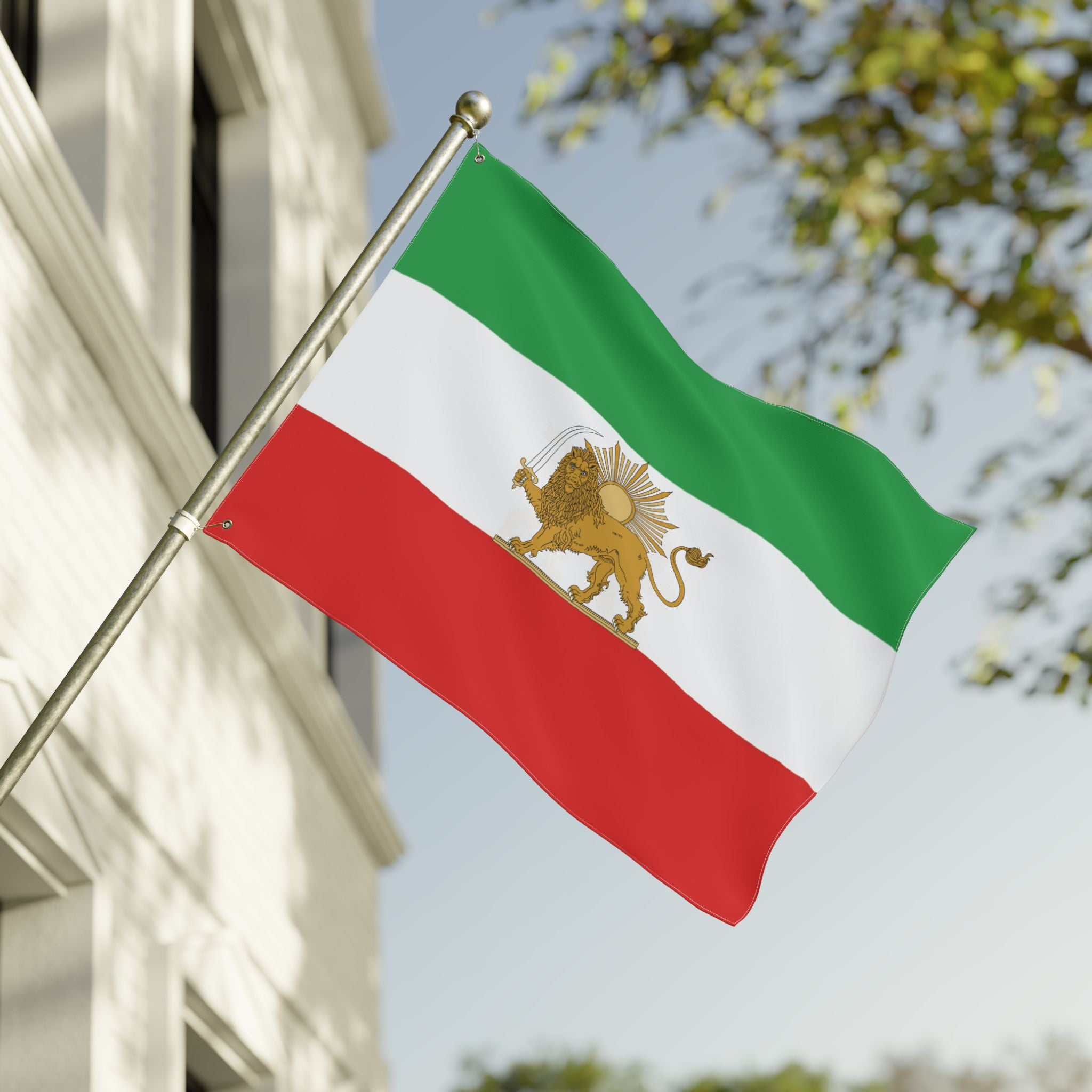 Detailed Lion and Sun Large Flag